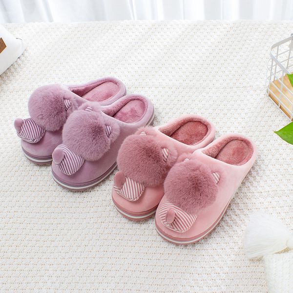 

batch of new cotton slippers for autumn and winter 2019 womens indoor warm and lovely cotton shoes soft bottom non slip mop, Black
