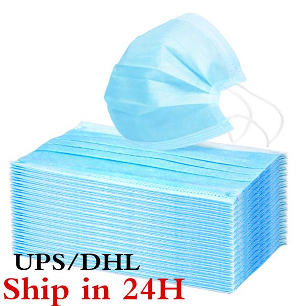 

корабль в 24h, ups dhl быстрый корабль горячая продажа 3-слойная маска лицо рот маски нетканые одноразовые антипылевые meltblown тканевые ма