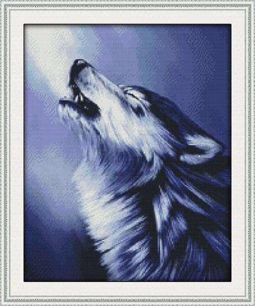 O Wolf Howl Home Decor Pinturas, Handmade Cross Stitch Ferramentas de Artesanato Bordado Conjuntos de Needlework Contado Impressão em Canvas DMC 14CT / 11CT