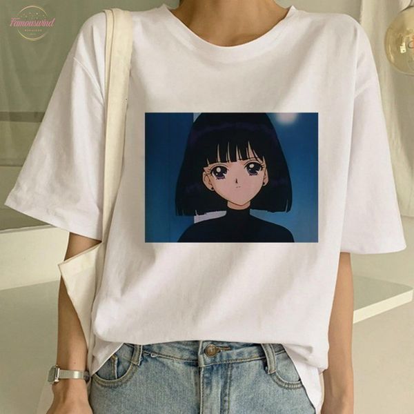 

sailor moon summer new fashion t shirt harajuku short sleeve fun ulzzang t shirt cute cat tshirt cartoon tees female, White