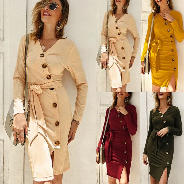 

autumn women vintage sashes a-line party dress long sleeve solid elegant casual dress 2019 autumn new fashion women, Black;gray