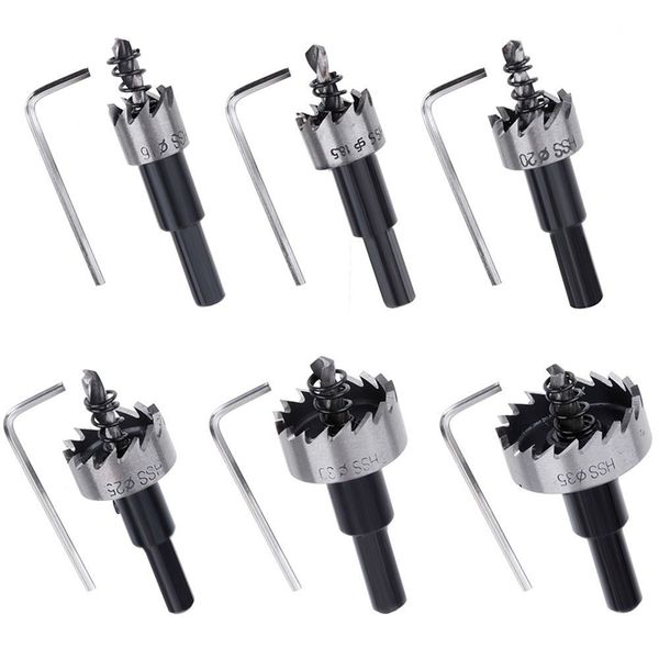 

6 pcs 16-35mm hss high speed steel hole saw tooth cutter drill bit set stainless metal alloy tool kits for aluminum steel wood w
