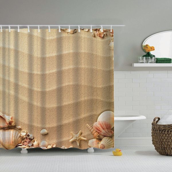 2019 Beige Shower Curtain Nautical Beach Tropical Hawaiian