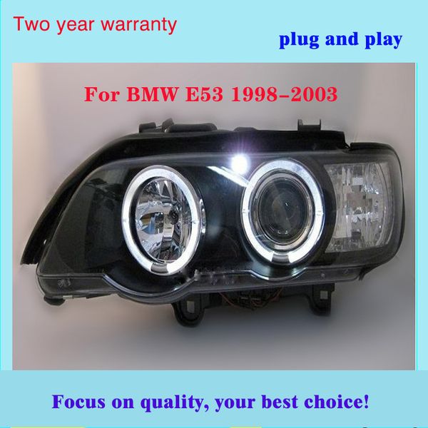 

car light for x5 e53 led angel eyes headlight 1998 1999 2000 2001 2002 2003 year with hid kit e53 front lamps