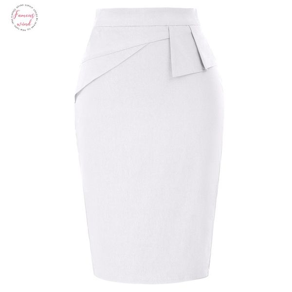 

office skirt women ol style ladies vintage back split hips wrapped bodycon elegant pleated pencil skirt summer, Black