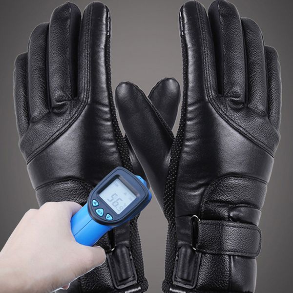 

sews-motorcycle electric heated gloves windproof for cycling skiing winter warm heating gloves usb powered for men women sports, Black