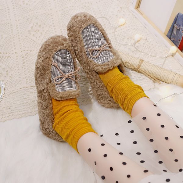 

spring and autumn winter sneakers peas shoes female net shallow mouth women's shoes warm new wild plus velvet u12-91, Black