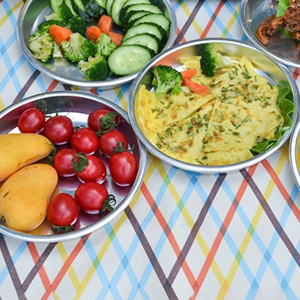 

8 inch 2.5 cm outdoor aluminum plate dinner plate cookware tableware baking tray pizza dish barbecue 5pcs