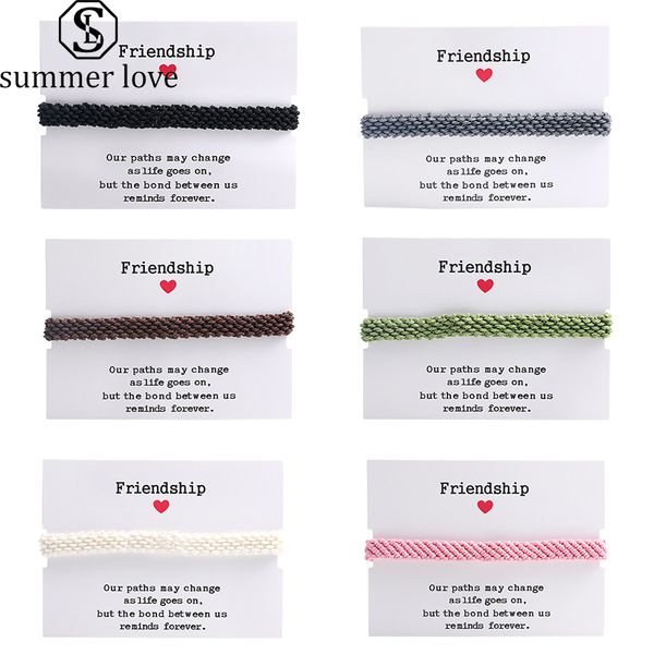 

colorful handmade woven bracelet for women men bohemia handmade braided adjustable friendship bracelet with card desingfashion jewelry gift, Black