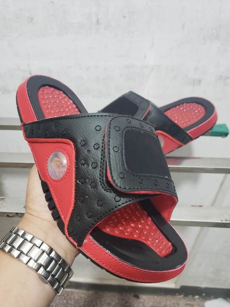 

2019 new arrival 13s black red leather with purple eye red bubble sole sandals outdoor shoes men sneakers size us7-us13