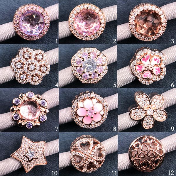 

2pz/lot wholesales charm gold rsoe bead s925 ale charm original 925 rose gold beads for pandora bracelet bangles making jewelry diy, Bronze;silver