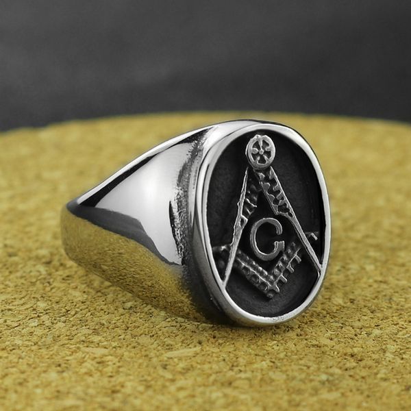 

vintage gold color men masonic ring casting 316l titanium stainless steel asonry masonic rings for men women jewelry, Silver