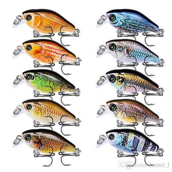 

mixed 10 color 4.5cm 4g crank hard baits & lures 10# hook fishing hooks fishhooks artificial plastic bait pesca accessories