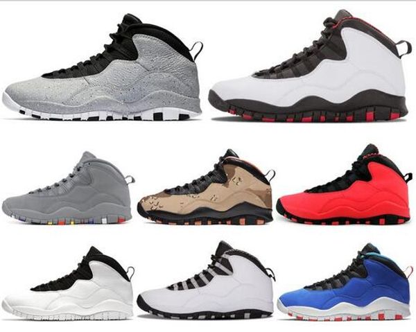 

10 10s men basketball shoes cement chicago cool grey black gs fusion red men trainers sport sneakers