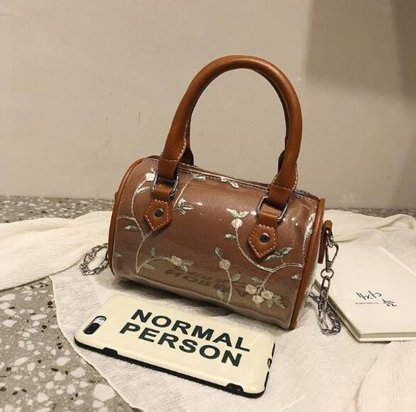 

pvc pillow bag women shoulder bags crossbody gauze flower embroidery lady travel handbags