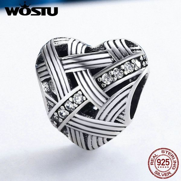 

wostu vintage 925 sterling silver твайнинг сердце приспособленных шариков оригинального wst браслет diy ювелирных аксессуары подарки fic165, Blue;slivery