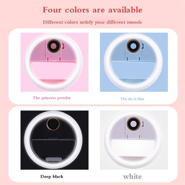 

flexible phone selfie light portable enhancing led fill light clip-on ring selfie light with mirror high diffusion anti-scratch