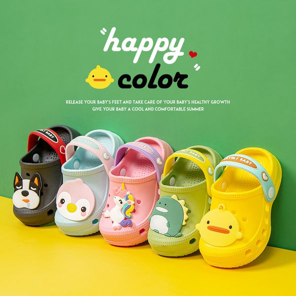

new children'strend slippers summer boys'infant sandals and slippers girls' hole shoes children' hole shoes anti-skid, Black;grey
