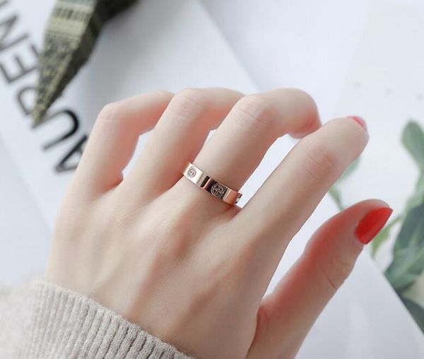 

2020 new boutique 316l love titanium steel nails rings lovers band rings size for women men jewelry with cz diamond ring 4mm, Silver