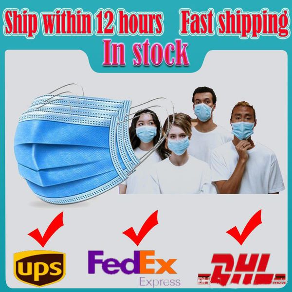 

hour dhl masks face mask 24 spot disposable mask 3 layers dustproof haze braided elastic earhook salon, Blue
