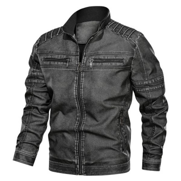 

mens designer leather jackets fashion pu vintage luxury jacket 2019 new arrival streetwear leather jacket with zipper clothing, Black