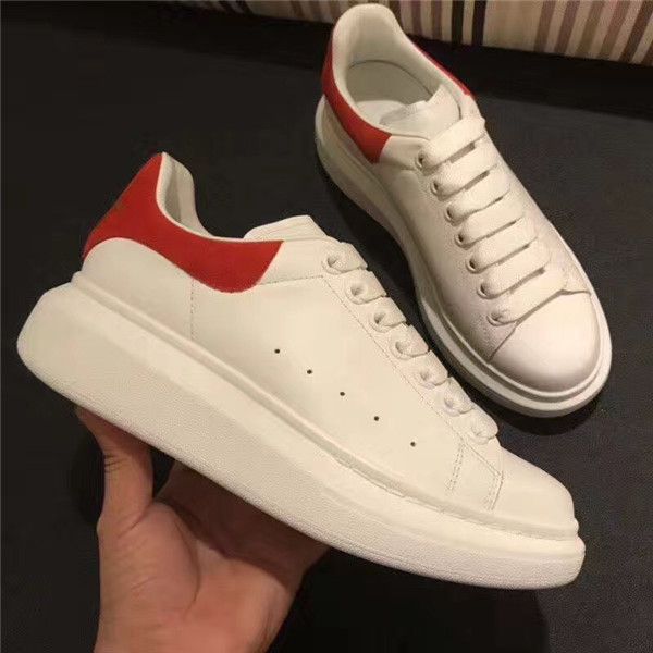 

2018 Sale Mens Womens Fashion Luxury White Leather Platform Shoes Flat Casual Shoes Lady Black Red Pink Sneakers