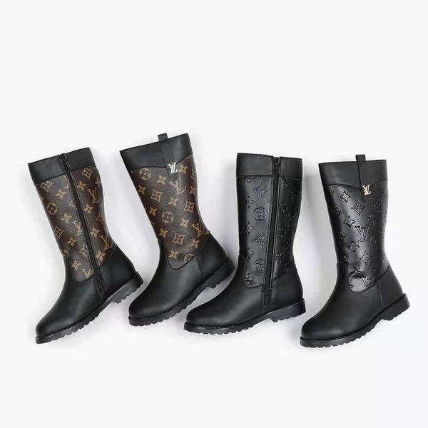 

boot for kid girl winter warm snow boots shoes for little girl dress to knee-high child dress fashion shoe winter fur warm toddlers 26-35, Black;grey