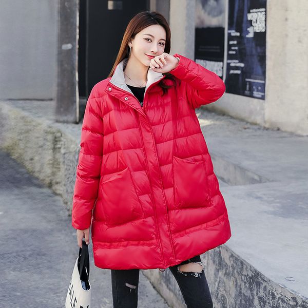 

2020 winter coat women down parka women's 90%white duck down jackets large size warm thick parka loose coat winter jacket women, Black