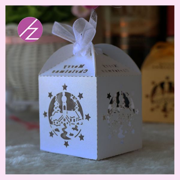 

100pcs /lot personal custom favor holders happy eid candy boxes with ribbon carnival party greeting festival ceremony marriage blessing box