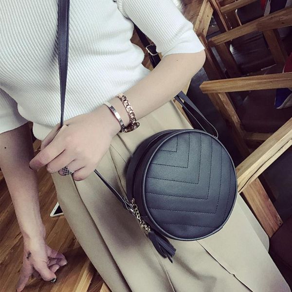 

round women tassel bag crossbody bags womens shoulder bag ladies cute circular women messenger bags ladies purse *