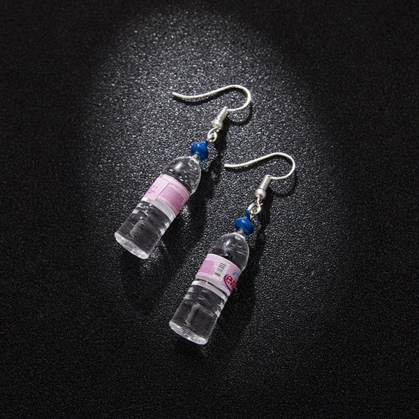 

new fashion cute fun resin fake glass beer earrings for women jewelry bijoux brincos bottle shaped drop earring, Silver