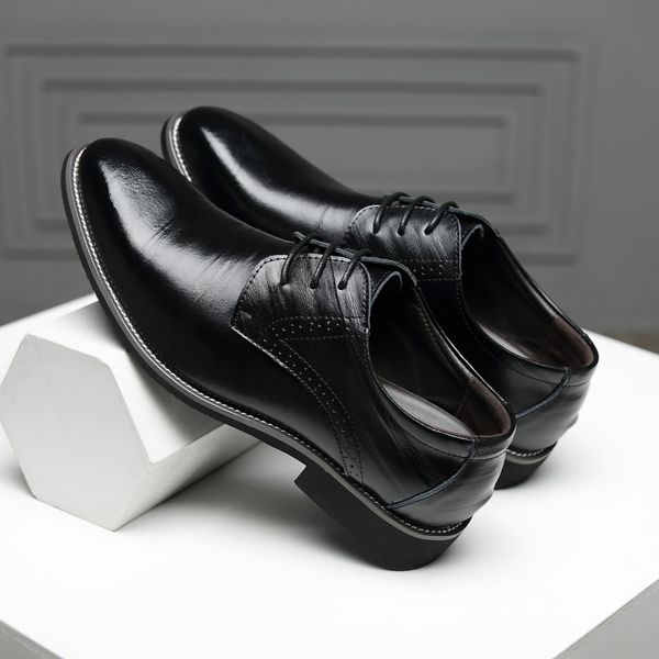 

new mens leather shoes cross-border classic business dress shoes-plus size womens pointed-toe shoes, Black