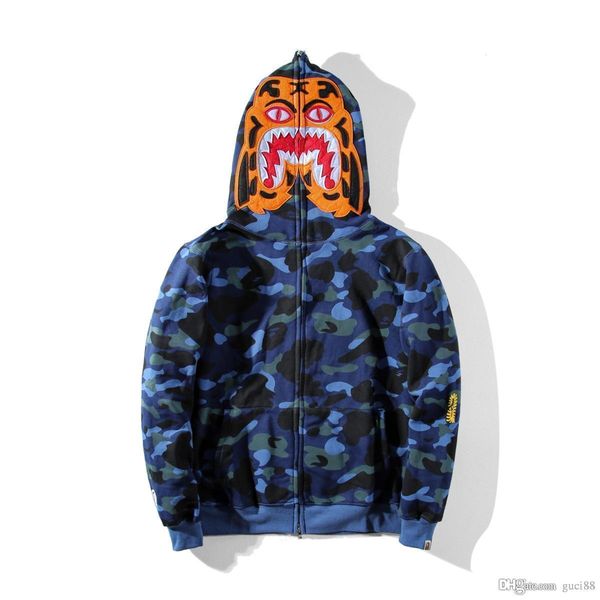 

a bathing aape ape shark hooded hoodie coat camo full zip jacket windbreaker jacket fear god for man size m-xxl, Black