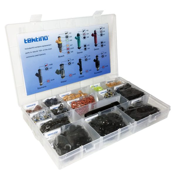 

automotive fuel injector service rebuild repair kits universal type 14 kinds 1400pcs ( microfilter o-ring seals caps + removal tool)
