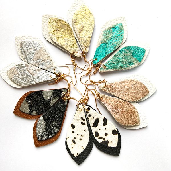 

серьги подлинной пера из кожи для женщин двойных слоев teardrop multicolor leopard wild мотаться серьги ювелирных производителей поставки, Silver