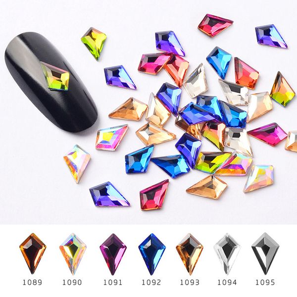 

10pcs colorful crystal nail rhinestones 3d sword-shape glass diamond stones flatback gems for diy manicure nail art decorations, Silver;gold