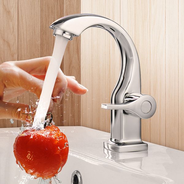 

xueqin chrome deck mount single handle bathroom basin faucets kitchen single hole bath tap mixer tap cold and water