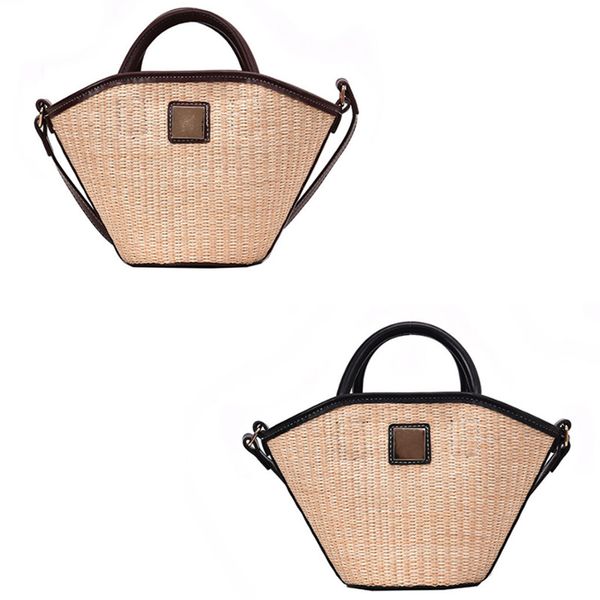 

jhd-summer hand-woven bucket bag retro large capacity shoulder messenger bag beach