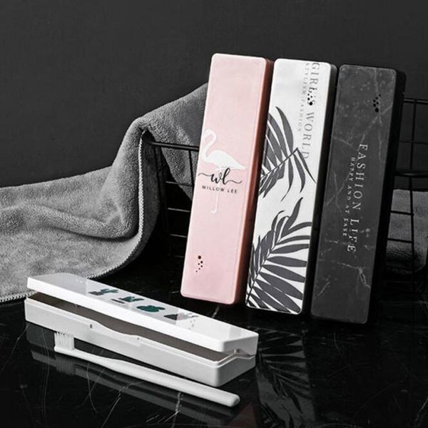 

portable toothbrush toothpaste cover holder cartoon flamingo cactus pattern outdoor travel camping toothbrush storage box for wh0133