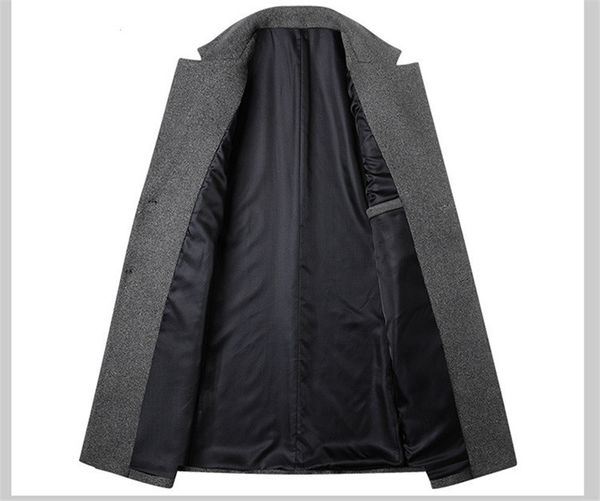 

casual wool tweed long coat lapel neck men coat windbreaker warm cashmere single breasted coats mens outerwear, Black;brown