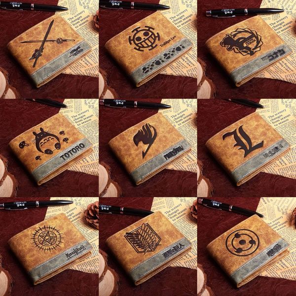 

pu short wallet of anime black butler death note fairy tail naruto one piece totoro sword art online with coin pocket, Red;black