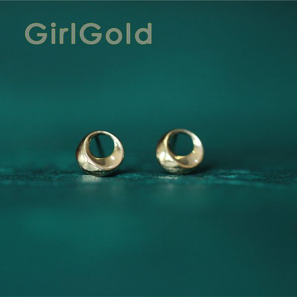 

9k real solid gold round earring jewelry minimal simple cj191128, Golden