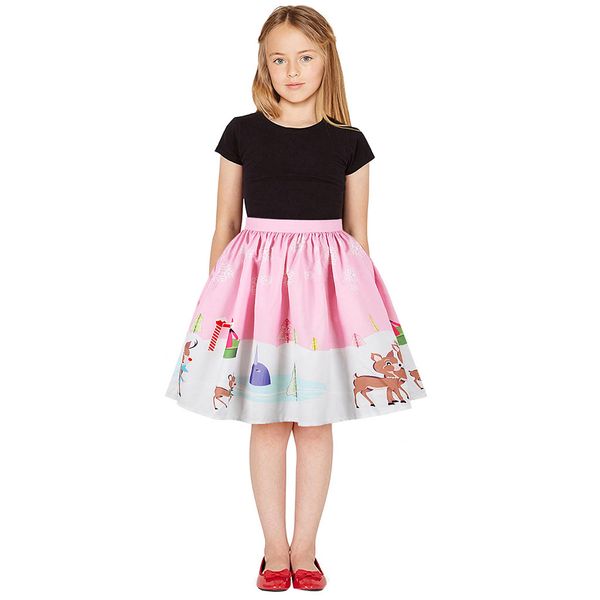 

Fashion Teen Kids Girls 3D Print Christmas Xmas Princess Skirt Clothes Outfits kids skirts for girls princess skirt vestidos