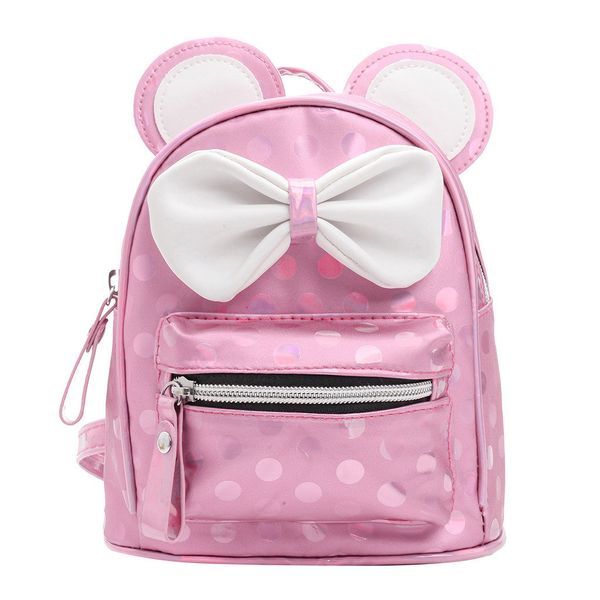 

pink point bow backpack for children cartoon waterproof cute ear bowknot schoolbags shoulder bag kindergarten girls kids gift