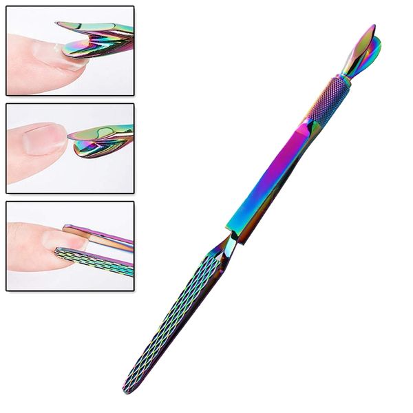 

nail art kits 1 pcs colorful stainless steel pincher cuticle pusher false shaping tweezers multi-function manicure tools