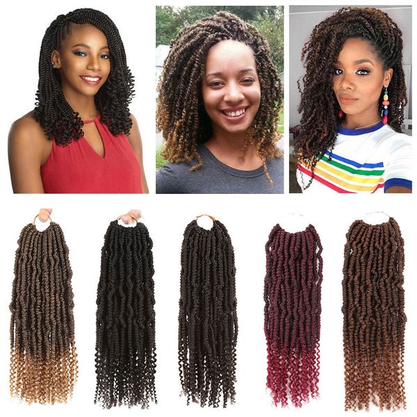 

14 дюймов весна твист вязание крючком косички бомба твист вязание крючком волосы ombre цвета синтетическое наращивание волос вьющиеся концы, Black