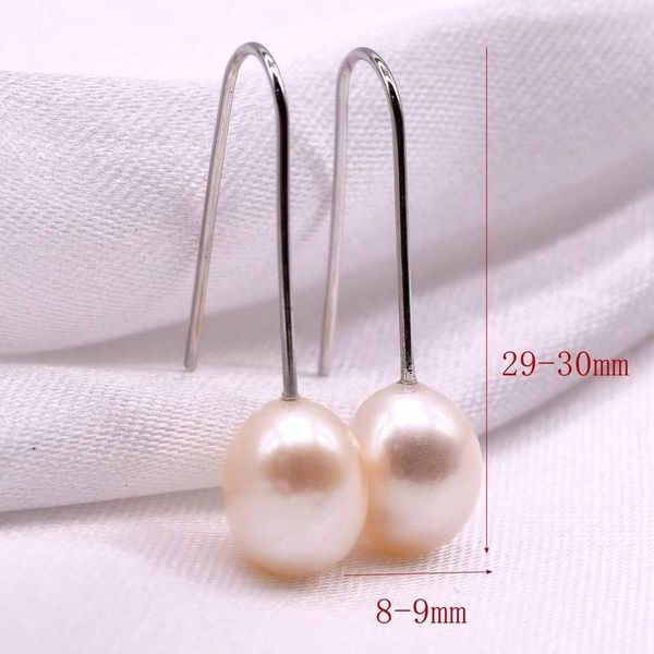 

simple straight earrings. natural freshwater pearl white black pearl. 925 sterling silver. non-allergenic earrings. women's jewelry