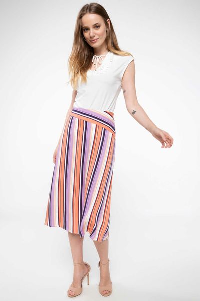 

defacto summer women color striped a-line skirts women mid-length long skirts mixed color woman woven skirt-j6290az18hs, Black