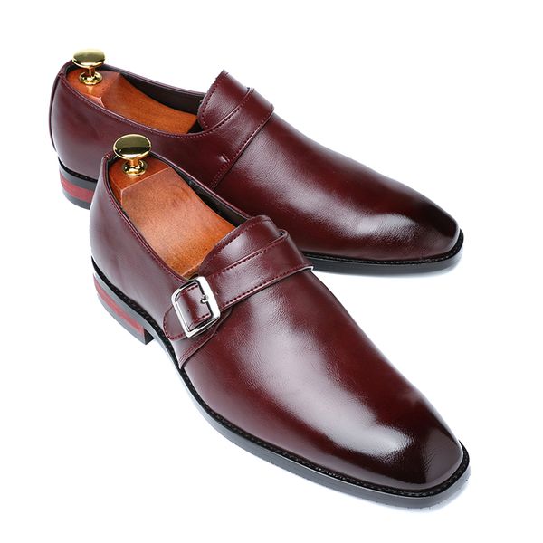 

2020 men dress shoes business office buckle loafers casual oxfords shoes men's flat party leather, Black