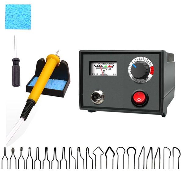 

30w adjustable temperature wood burner pyrography pen burning machine gourd crafts tool set with welding wire 110v/220v